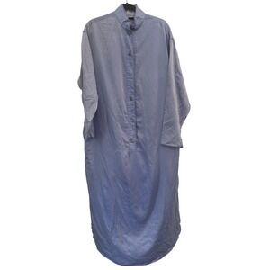 Fernando Sanchez Vintage Blue Jacquard Dot Robe Button Front Cotton Loungewear